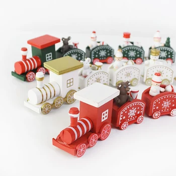 Vianočné Drevené Vlak Bielymi Dekoráciami Vianočné Ozdoby Nový Rok Vianočný Večierok Strom Decor Navidad Darčeky Deti Vlak Hračky