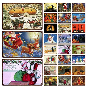 Vianočné Kovové Prihlásiť Vintage Poster Darček Domova Halloween Nové Rokov Plechy Santa Claus Tekvica Plagát Železa Maľovanie