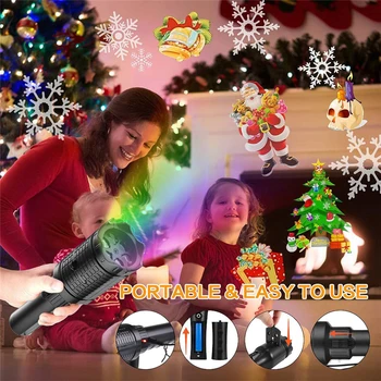Vianočné Projekčnej Lampy LED Baterka Svetlo 12 Vzory USB Nabíjanie Blesku Vložte Kartu Film Atmosféru Projekčnej Lampy