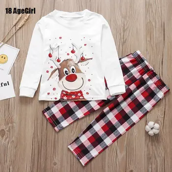 Vianočné Rodiny Pyžamo Nastaviť 2021 Nový Rok Bavlna Snehuliak Odev Sleepwear Červená/Zelená Pyžamá Zodpovedajúce Oblečenie Rodina