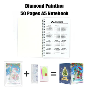 Vianočný Dizajn A5 50Pages 5D Diamond Maľovanie Notebook DIY Diamond Výšivky Cross Stitch Študent Santa Claus Denník Kniha
