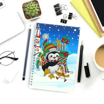 Vianočný Dizajn A5 50Pages 5D Diamond Maľovanie Notebook DIY Diamond Výšivky Cross Stitch Študent Santa Claus Denník Kniha