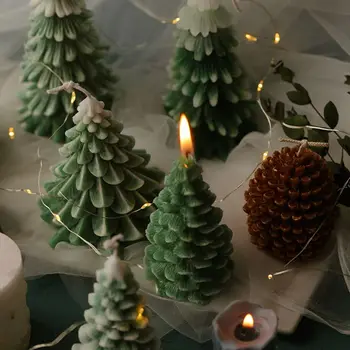 Vianočný Strom 3D Borovicová Šiška Silikónové Sviečka Formy Mydlo Hliny, Takže DIY Cake Zdobenie Pečiva Plesne Nástroj
