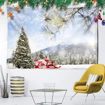 Vianočný Strom Zelený Gobelín Domov Steny Pokrýva Dovolenku Pozadí Handričkou Vianočné Domáce Dekorácie Prehoz Cez Posteľ Gobelín Vianočný Darček