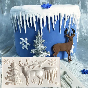 Vianočný Stromček Elk Snowflake Silikónové Tortu Formy Čokoláda, Formy Na Pečenie Koláča Nástroj DIY Sugarcraft Cake Decoration Nástroje