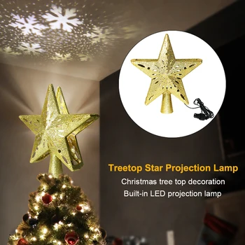 Vianočný Stromček LED Snowflake Projekčnej Lampy Strom Vňaťou Dekorácie LED Osvetlenie na batériový Vianoce Treetop Domov Obchod 2020