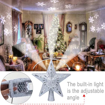 Vianočný Stromček LED Snowflake Projekčnej Lampy Strom Vňaťou Dekorácie LED Osvetlenie na batériový Vianoce Treetop Domov Obchod 2020