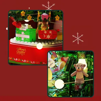 Vianočný Stromček Revolvingové Music Box Montáž Stavebné Bloky, Vzdelávacie Hračky detské Tvorivé Festival Darček