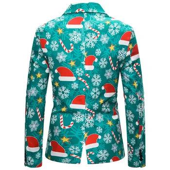 Vianočný Večierok Nosiť Sako Kabát Mužov Nové Módne 2020 Jeseň Zimná Bunda Pre Mužov Vytlačené Slim Fit Vianočné Vyhovuje Kabát