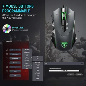 VicTsing Hot Káblové Gaming Mouse 5 Úrovní DPI Nastaviteľné Najlepšie PC Gaming Mouse Ergonomická Myš S Dýchaním Podsvietenie 7 Tlačidlo