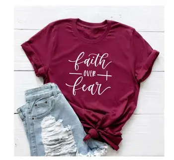 Viera v Priebehu Strach Kresťanského T-Shirt Náboženstvo Oblečenie Pre Ženy Viery Tričko Grafické Nebojácny Slogan Vintage Grunge Topy Dievča tees
