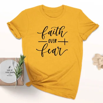 Viera v Priebehu Strach Kresťanského T-Shirt Náboženstvo Oblečenie Pre Ženy Viery Tričko Grafické Nebojácny Slogan Vintage Grunge Topy Dievča tees