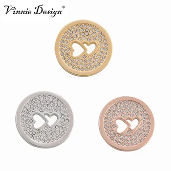 Vinnie Dizajn Šperky 33 mm Crystal Dvojité Srdcia Mince Disk pre Rám Prívesok na Mince Držiak na 5 ks/veľa