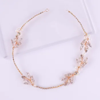 Vinobranie Ručne Luxusné Crystal Svadobné Headpiece Gold Leaf Drahokamu Svadobné Hlavový Most Pre Ženy, Vlasy, Šperky