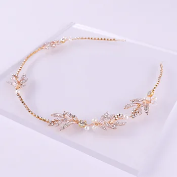 Vinobranie Ručne Luxusné Crystal Svadobné Headpiece Gold Leaf Drahokamu Svadobné Hlavový Most Pre Ženy, Vlasy, Šperky
