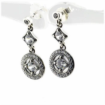 Vintage Allure Drop Náušnice Spevnené Zirkón 925 Sterling Silver Šperky pre Ženy Šperky Jasné, CZ Dlho Visieť Náušnice Dievča