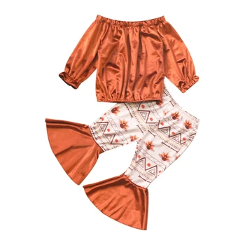 Vintage Dieťa, Dojčenská Dievčatá Oblečenie Nastaviť Princezná Off-ramenné, Blúzky, Kvetinový Tlač Fishtail Nohavíc pre 0-24M Girl Party Oblečenie