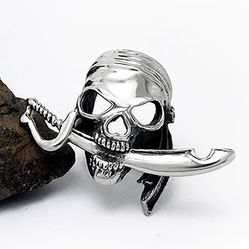 Vintage Duté Z Pirate Skull Krúžok Pánske Strieborné Farba Nehrdzavejúcej Ocele Biker Krúžky Punk Rock Fashion Muž Šperky Veľkoobchod