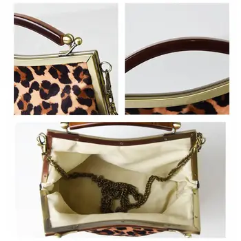 Vintage Kovové Pracky Klip Ženy Kabelky Leopard Tlač Reťazca Žien Ramenný Messenger Bag má Veľkú Kapacitu, Dámske kabelky Nové