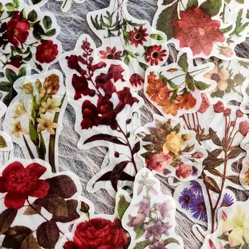 Vintage Kvety, Huby, Rastliny Ilustrácia Transparentné Síry Nálepky Diy Ablum Denník Scrapbooking Označenie Lepidlo Kancelárske Potreby