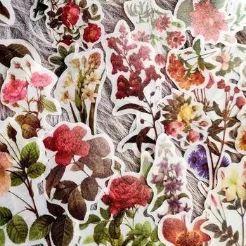 Vintage Kvety, Huby, Rastliny Ilustrácia Transparentné Síry Nálepky Diy Ablum Denník Scrapbooking Označenie Lepidlo Kancelárske Potreby