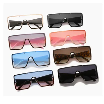 Vintage Luxusný Dizajn Značky Nadrozmerné Námestie slnečné Okuliare Ženy Muži Móda Kovové Veľké Rámom Slnečné Okuliare UV400 Zrkadlo Odtiene gafas