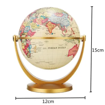 Vintage Podstavec anglické vydanie svete mape sveta dekorácie zemi svete s Gold base Geografia suchozemské tellurion