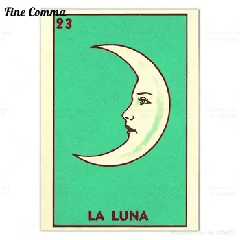 Vintage Poster Oteria La Luna Plátno Tlačiť Polmesiacom Wall Art Starožitné Mesiac Tvár Plátno Na Maľovanie Retro Mexickej Folk Art Decor