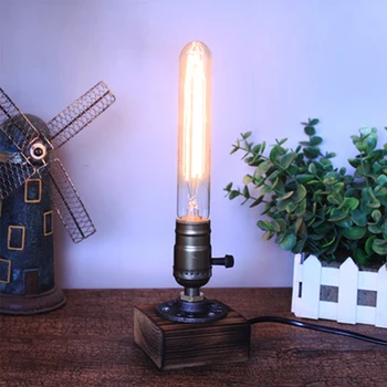 Vintage Priemyselné LED Stolové Osvetlenie S Dimmer Prepínač Edison Žiarovka Drevo Stolná Lampa Retro Domova výtvarné Umenie Darček Nočné Svetlo
