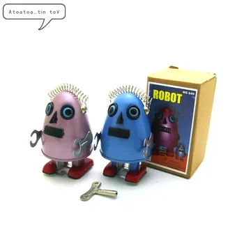 Vintage Retro Vajcia v Tvare Robota Tin hračka Klasické Hodinky Mechanické Vietor Až Robot Tin Hračka Pre Dospelých, Deti Zberateľskú Darček