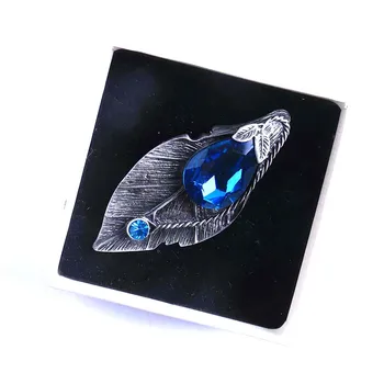 Vintage Sapphire Rastlín Leaf Brošňa pre Ženy Kvet Drahokamu Krištáľové Sklo Kvetinový Listy Brošňa Šatku Kolíky Kytice Šperky