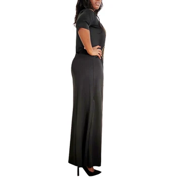Vintage Solid Black Polovičný Rukáv Afriky Šaty pre Ženy Jar Tradičné Tlač-Line Vysoký Pás Maxi Šaty