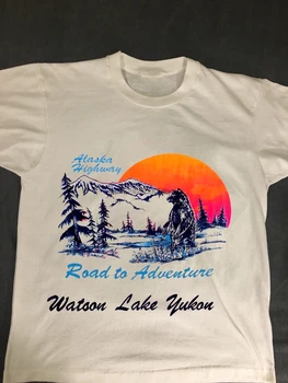 VINTAGE T SHIRT 70 80 Alaska Highway Watsoon Jazero YUKON majú nové tričko