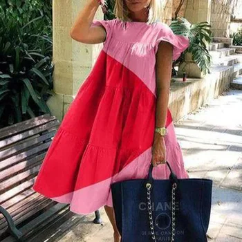 Vintage Šaty Jeseň Ženy O-Krku Kvetinový Tlač Príležitostné Voľné Elegantné A-Line 2020 Módne Dámy Party Šaty Neforemné Pláži Vestidos