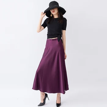 Vintage štýlové fialové midi sukne ženy 2019 módne zips lietať streetwear dámy sukne bežné linky faldas vestidos mujer