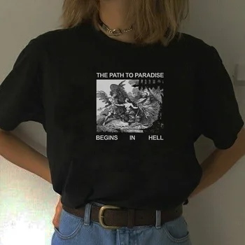 VIP HJN Cestu Do Raja Začína Peklo Printed Tee Bavlna Bežné Zábavné Punk Tmavej Ulici v Štýle Unisex Muži Ženy Tričko T-Shirt