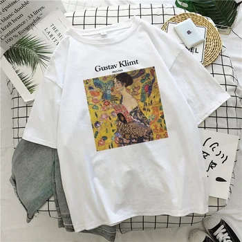 VIP HJN Gustav Klimt List Vytlačiť T-Shirt Letné dámske Tričko Chic Harajuku Vzor Umenie olejomaľba Módne Vintage Top