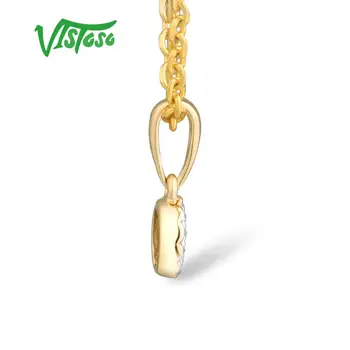 VISTOSO Zlaté Prívesky Pre Ženy Autentické 14K 585 Žlté Zlato (Malé Okrúhle Kruhu Šumivé Diamantový Náhrdelník s Príveskom, Jemné Šperky
