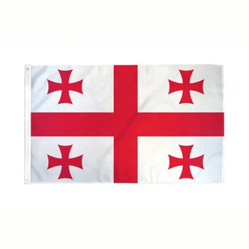 Vlajka Republika Gruzínsko Krajiny Fade Dôkaz Dvojité Stitched S Mosadznými osadené priechodkami Kvality Odolný Materiál