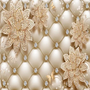 Vlastné 3D Fotografie Tapety Diamond Kvetinové Šperky nástenné Maľby v Európskom Štýle Obývacia Izba Gauč TV Pozadí Steny Papiere Domova 3D