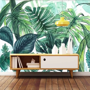 Vlastné 3D Fotografie Tapety Veľké Nástenné Moderné Tropické Ručne Maľované Banán Leaf Nástenné Maľby Obývacia Izba, Spálňa Abstraktných De Parede