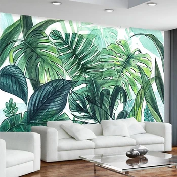 Vlastné 3D Fotografie Tapety Veľké Nástenné Moderné Tropické Ručne Maľované Banán Leaf Nástenné Maľby Obývacia Izba, Spálňa Abstraktných De Parede