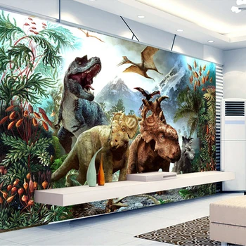 Vlastné 3D Plagát, Foto Tapety Cartoon Dinosaura Non-tkané nástenná maľba Obývacej Izby, detskej Izby, Spálne, 3D Nástenné Maľby, Tapety