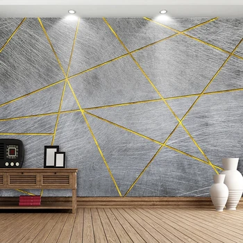 Vlastné 3D Tapety Na Steny Abstraktné Geometrické Zlato Linky Umenie nástennú maľbu Moderná Obývacia Izba Gauč TV joj, Dekor Tapety