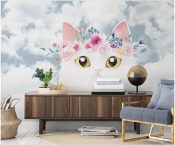 Vlastné foto nástenná maľba 3d izby steny papier Moderné karikatúra roztomilý mačiatko, detskej izbe nebo Domova 3d nástenné maľby, tapety na stenu 3 d