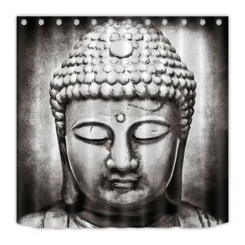 Vlastné Kamenné Buddha Hlavu Sprchový Záves Podšívka Nepremokavé Tkaniny Tkaniny, Kúpeľňa Háčiky