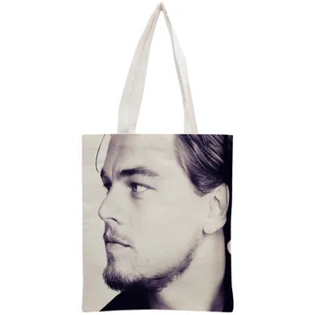 Vlastné Leonardo DiCaprio Tote Bag Opakovane Kabelky Ženy Ramenný Skladacia Plátno Nákupné Tašky Prispôsobiť obrázok