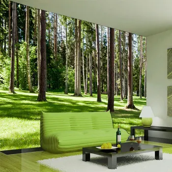 Vlastné Nástenné Tapety 3D Charakter Krajiny Zelený Strom Lesy Svitu Foto nástennú maľbu, Tapety Obývacia Izba 3D Non-Tkané Stenu Papier