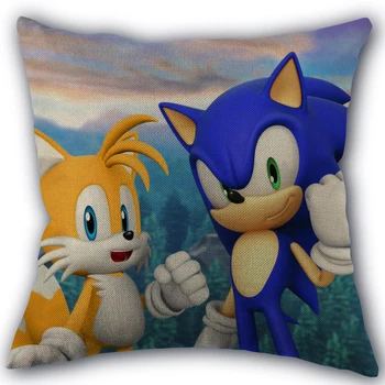 Vlastné Sonic The Hedgehog obliečka na Vankúš Kvalitný bytový Textil Bavlnená posteľná Bielizeň Textílie 45x45cm Jednej Strane Dekorácie Vankúše