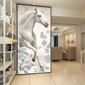 Vlastné Tapetu 3D Stereoskopické Plastický Bielom Koni Moderné výtvarné Umenie nástenná maľba Obývacia Izba Vstupnej Chodby Foto Papier na Stenu